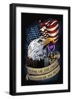 Purple Heart Eagle and Flag 01-FlyLand Designs-Framed Giclee Print