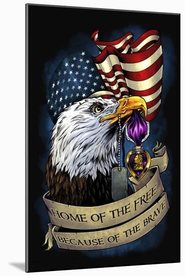 Purple Heart Eagle and Flag 01-FlyLand Designs-Mounted Giclee Print