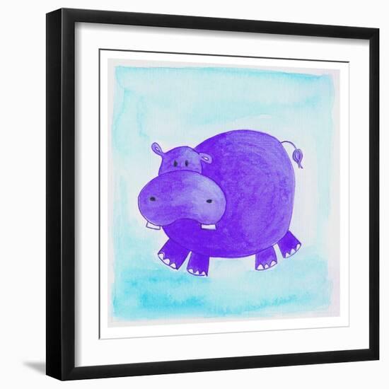 Purple Hippo-null-Framed Giclee Print