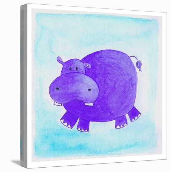 Purple Hippo-null-Stretched Canvas