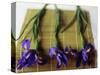 Purple Irises on a Bamboo Mat-Colin Anderson-Stretched Canvas