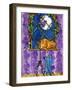 Purple Night Kitty Cat-sylvia pimental-Framed Art Print