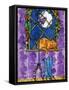 Purple Night Kitty Cat-sylvia pimental-Framed Stretched Canvas