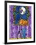 Purple Night Kitty Cat-sylvia pimental-Framed Art Print