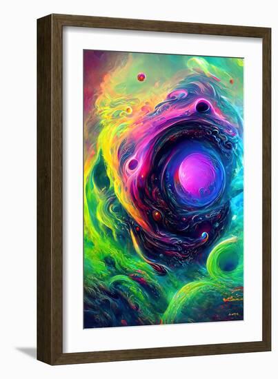 Purple Orb Swirls-null-Framed Art Print