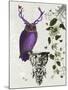 Purple Owl with Antlers-Fab Funky-Mounted Art Print