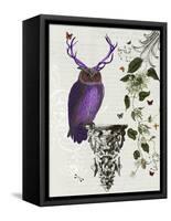 Purple Owl with Antlers-Fab Funky-Framed Stretched Canvas