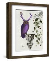 Purple Owl with Antlers-Fab Funky-Framed Art Print