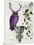 Purple Owl with Antlers-Fab Funky-Mounted Art Print