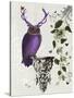 Purple Owl with Antlers-Fab Funky-Stretched Canvas