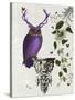 Purple Owl with Antlers-Fab Funky-Stretched Canvas