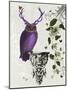 Purple Owl with Antlers-Fab Funky-Mounted Art Print