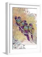 Purple Parrots-The Tangled Peacock-Framed Giclee Print