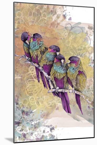 Purple Parrots-The Tangled Peacock-Mounted Giclee Print