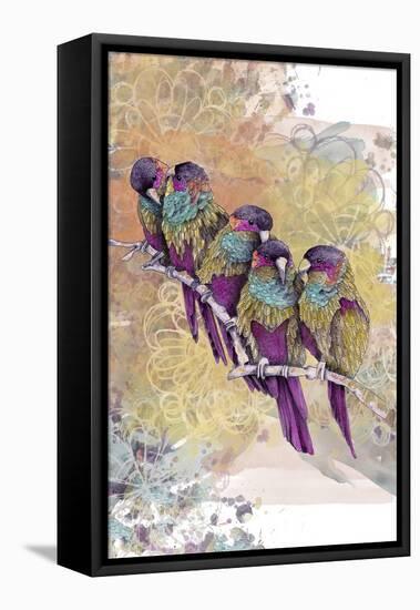 Purple Parrots-The Tangled Peacock-Framed Stretched Canvas