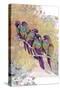 Purple Parrots-The Tangled Peacock-Stretched Canvas