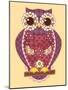 Purple Patchwork Owl-nad_o-Mounted Art Print