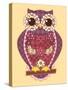 Purple Patchwork Owl-nad_o-Stretched Canvas