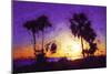 Purple Sunset - In the Style of Oil Painting-Philippe Hugonnard-Mounted Giclee Print