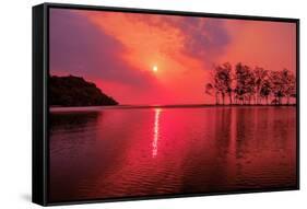 Purple Sunset over the Sea-kalarati-Framed Stretched Canvas