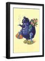 Purple Tea Pot with Arms and Legs-null-Framed Art Print