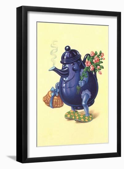 Purple Tea Pot with Arms and Legs-null-Framed Art Print