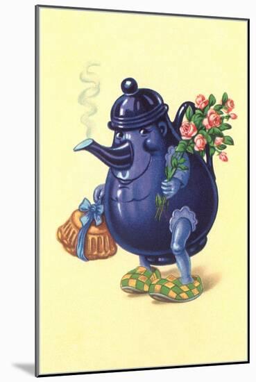 Purple Tea Pot with Arms and Legs-null-Mounted Art Print