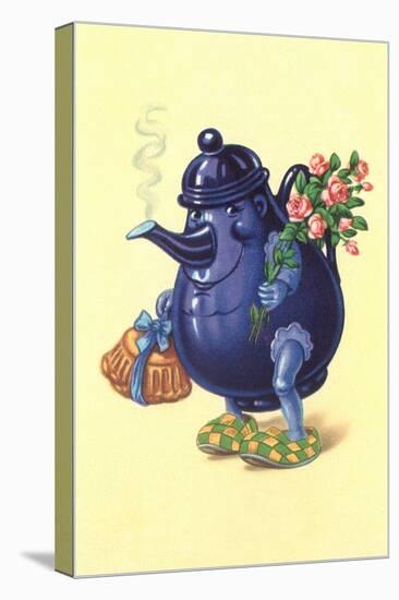 Purple Tea Pot with Arms and Legs-null-Stretched Canvas