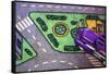 Purple Toy Car on Street Mat-null-Framed Stretched Canvas