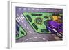 Purple Toy Car on Street Mat-null-Framed Photo