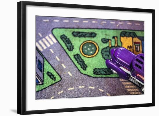 Purple Toy Car on Street Mat-null-Framed Photo