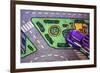 Purple Toy Car on Street Mat-null-Framed Photo