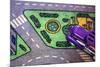 Purple Toy Car on Street Mat-null-Mounted Photo