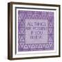 Purple Triangles Believe-Milli Villa-Framed Art Print