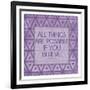 Purple Triangles Believe-Milli Villa-Framed Art Print