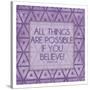 Purple Triangles Believe-Milli Villa-Stretched Canvas