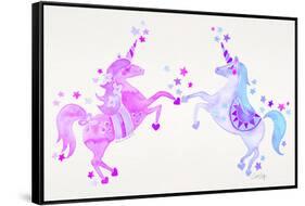 Purple Unicorns-Cat Coquillette-Framed Stretched Canvas