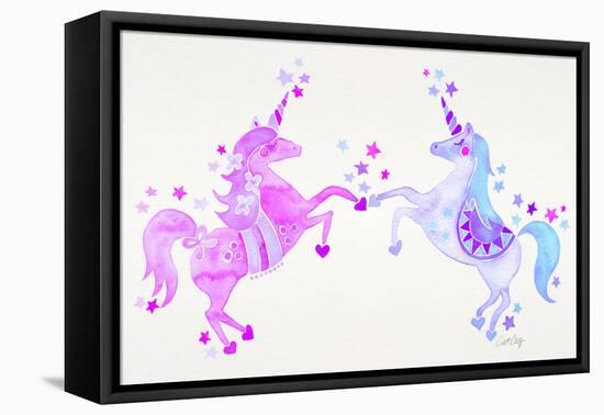 Purple Unicorns-Cat Coquillette-Framed Stretched Canvas