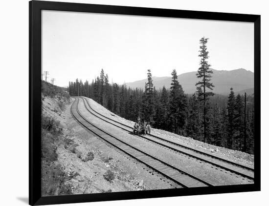 Pushcart with Railroad Crew, Circa 1915-Asahel Curtis-Framed Giclee Print