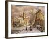 Pushing a Wheelbarrow in the Snow-Willem Koekkoek-Framed Giclee Print