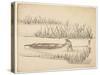 Pushing Boat in Marsh-?nishi Chinnen-Stretched Canvas