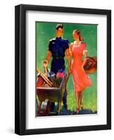 "Pushing Her Wheelbarrow,"April 1, 1938-F. Sands Brunner-Framed Giclee Print