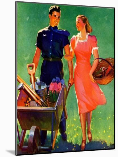 "Pushing Her Wheelbarrow,"April 1, 1938-F. Sands Brunner-Mounted Giclee Print