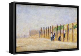 Pushing in the Poles, circa 1882-Georges Pierre Seurat-Framed Stretched Canvas