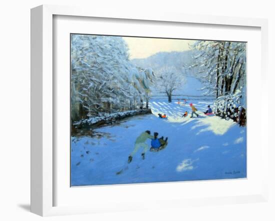 Pushing the Sledge, Youlgreave-Andrew Macara-Framed Giclee Print