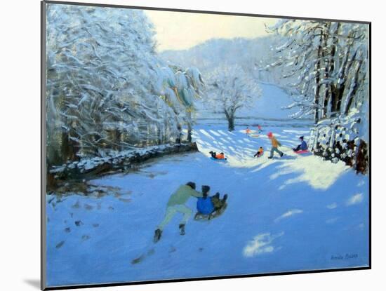 Pushing the Sledge, Youlgreave-Andrew Macara-Mounted Giclee Print