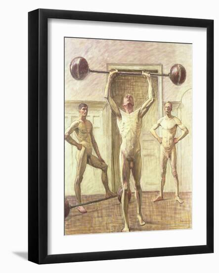 Pushing Weights with Two Arms, Number 3, 1914-Eugene Jansson-Framed Giclee Print