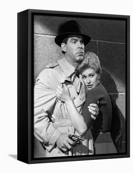 PUSHOVER, 1954 directed by RICHARD QUINE Fred MacMurray and Kim Novak (b/w photo)-null-Framed Stretched Canvas