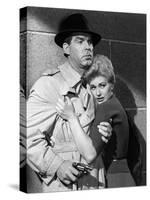PUSHOVER, 1954 directed by RICHARD QUINE Fred MacMurray and Kim Novak (b/w photo)-null-Stretched Canvas