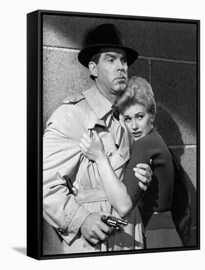 PUSHOVER, 1954 directed by RICHARD QUINE Fred MacMurray and Kim Novak (b/w photo)-null-Framed Stretched Canvas